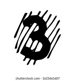 Number 3 in hand drawn doodle style isolated on white background. Vector icon. Sketch illustration. Design  Birthday card, logo, web, tattoo, print.