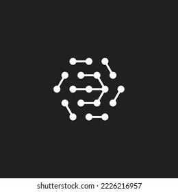 Nummer 3 Hexagon, Moleküle, abgerundetes geometrisches Symbol, einfaches Logo, Vektorgrafik
