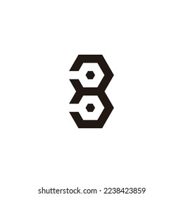 Number 3 hexagons geometric symbol simple logo vector