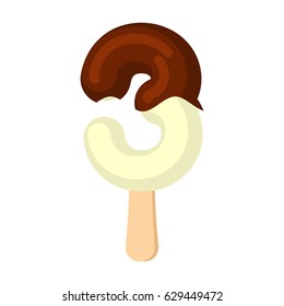 Number 3 Ice Cream font. Popsicle alphabet three. Cold Sweet lettering. dessert sign ABC

