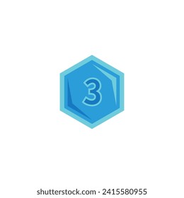 Number 3 ice, hexagon geometric symbol simple logo vector
