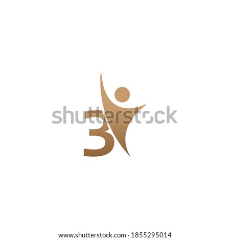 Number 3  icon logo with abstrac sucsess man in front, alphabet logo icon creative design illustration