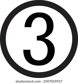 Zahl 3-Symbol, Vektorgrafik auf weißem Hintergrund. Vektorgrafik
