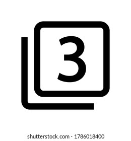 Number 3 icon vector isolated on white background.