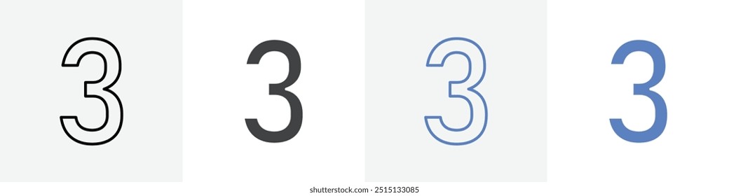number 3 icon vector set use for web ui or app