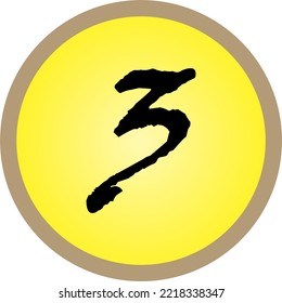 number "3" with an interesting font and color in vector form