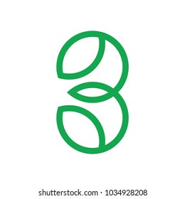 number 3 leaf lines design logo vector