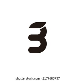 Número 3 hoja, símbolo geométrico de contorno simple vector