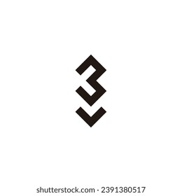 Número 3 letra v símbolo geométrico cuadrado simple vector