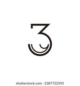 Number 3 letter y curve geometric symbol simple logo vector