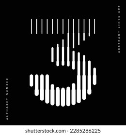 Number 3 logo with abstract geometric rounded vertical lines