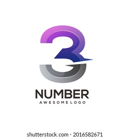 Number 3 logo colorful Gradient Illustration