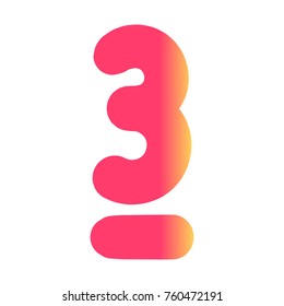 Number 3. Logo concept. Symbol vector illustration with gradient effect on white background.