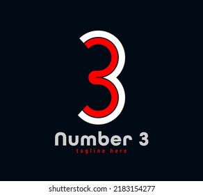 Number 3 logo design. Linear unique special letter series. Creative minimal design template vector illustration