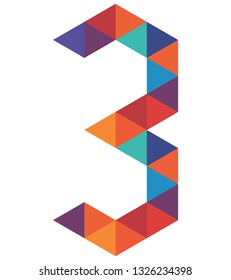 Number 3 - Logo Design, Multicolored Number 3 Icon design