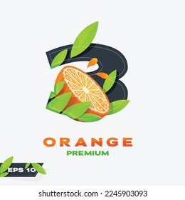 Number 3 logo design vector with fresh orange slices