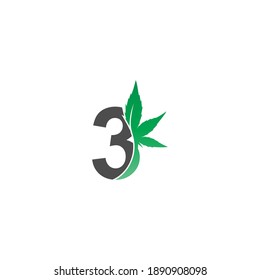 Number 3 logo icon with cannabis leaf design vector illustration