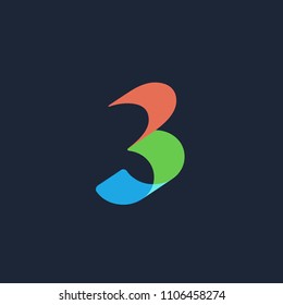 Number 3  logo icon design template elements