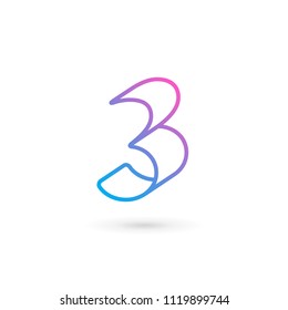 Number 3 logo icon design template elements