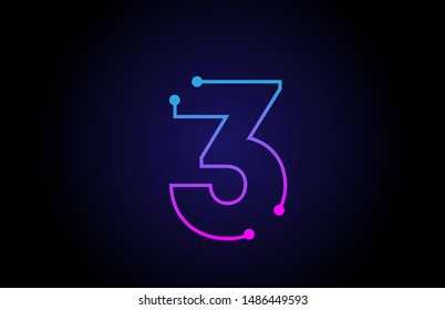 Number 3 logo icon design in pink blue colors suitable for a technology company or business