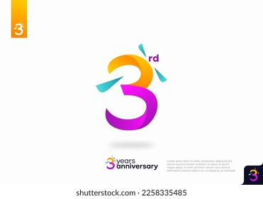 Nummer 3 Logo Symbol Design, 3. Geburtstag Logo Nummer, 3. Jubiläum.