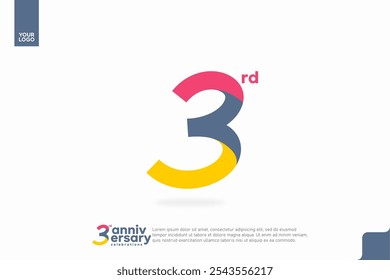 Number 3 logo icon design, 3rd birthday logo number, anniversary 3