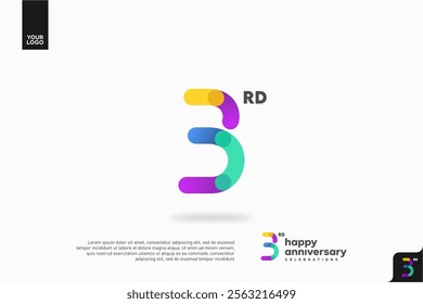 Number 3 logo icon design, 3rd birthday logo number, anniversary 3rd