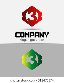 Number 3 logo icon design template elements
