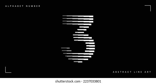 Nummer 3 Abstrakter Zeilenkunst-Vektorgrafik