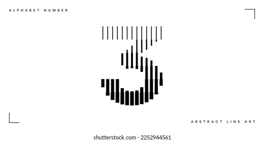 Number 3 Logo Icon Geometric Vertical Stripe Lines