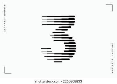 Number 3 Logo Icon Geometric Horizontal Stripe Lines