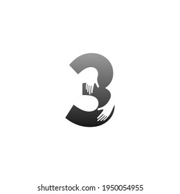 Icono de logotipo número 3 con símbolo de diseño manual vector