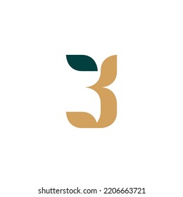 Number 3 logo icon illustration. Number 3 and nature concept for event, olympic, anniversary, and brand identity