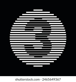 Icono de símbolo de semitono de raya de ilusión óptica Abstractas de línea redonda de tres números