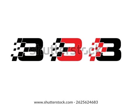 number 3 logo with racing flag symbol icon design vector isolated transparent background