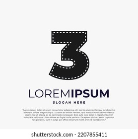 Number 3 logo for strip film vector illustration and white background