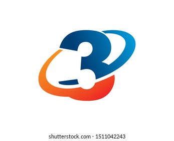 Number 3 logo or symbol template design