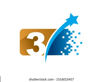 Number 3 logo or symbol template design