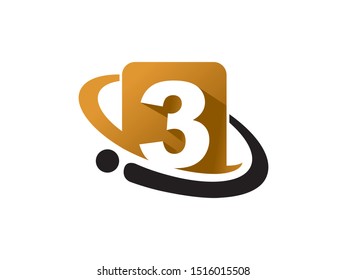 Number 3 logo or symbol template design