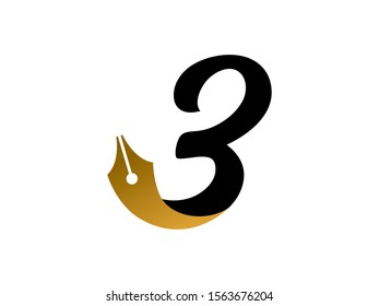 Number 3 logo or symbol template design