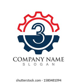 Number 3 logo or symbol template design creative