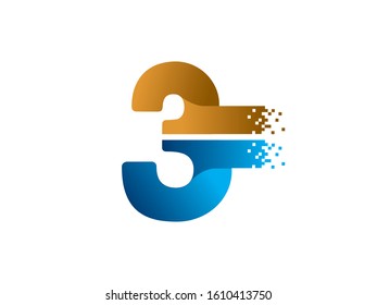 Number 3 logo or symbol template design