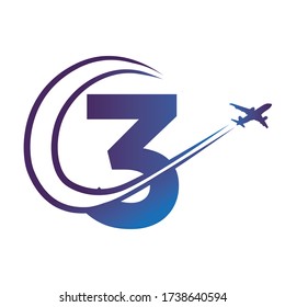 Number 3 Logo or Symbol Template Design