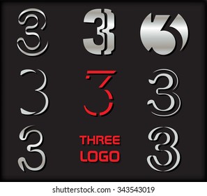 Number 3 logo. Number three logotype design. Vector illustration.