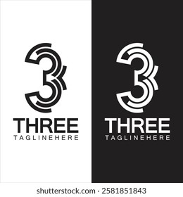 Number 3 logo vector icon design template elements