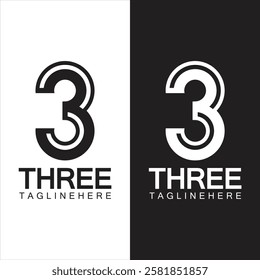 Number 3 logo vector icon design template elements