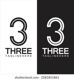 Number 3 logo vector icon design template elements