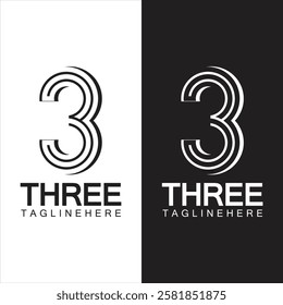 Number 3 logo vector icon design template elements