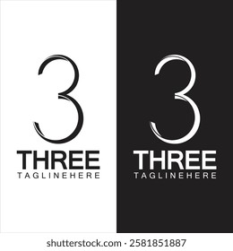 Number 3 logo vector icon design template elements