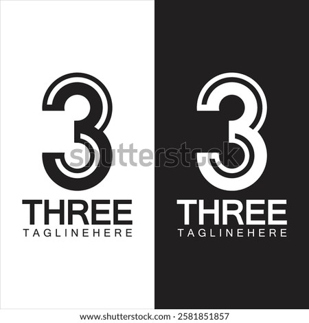 Number 3 logo vector icon design template elements